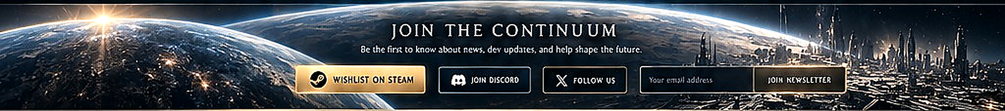 Join the Continuum — wishlist on Steam, join Discord, follow development and join the newsletter